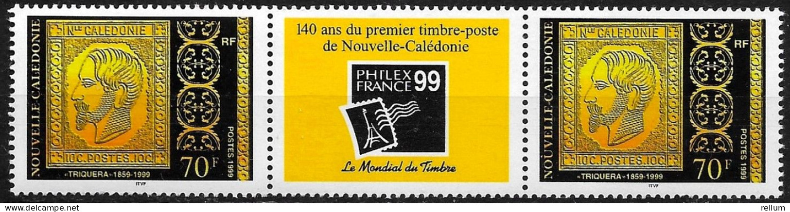 Nouvelle Calédonie 1999 - Yvert Et Tellier Nr. 799 Paire Avec Vignette Centrale - Michel Nr. 1178 Paar Mit Zf. ** - Ungebraucht