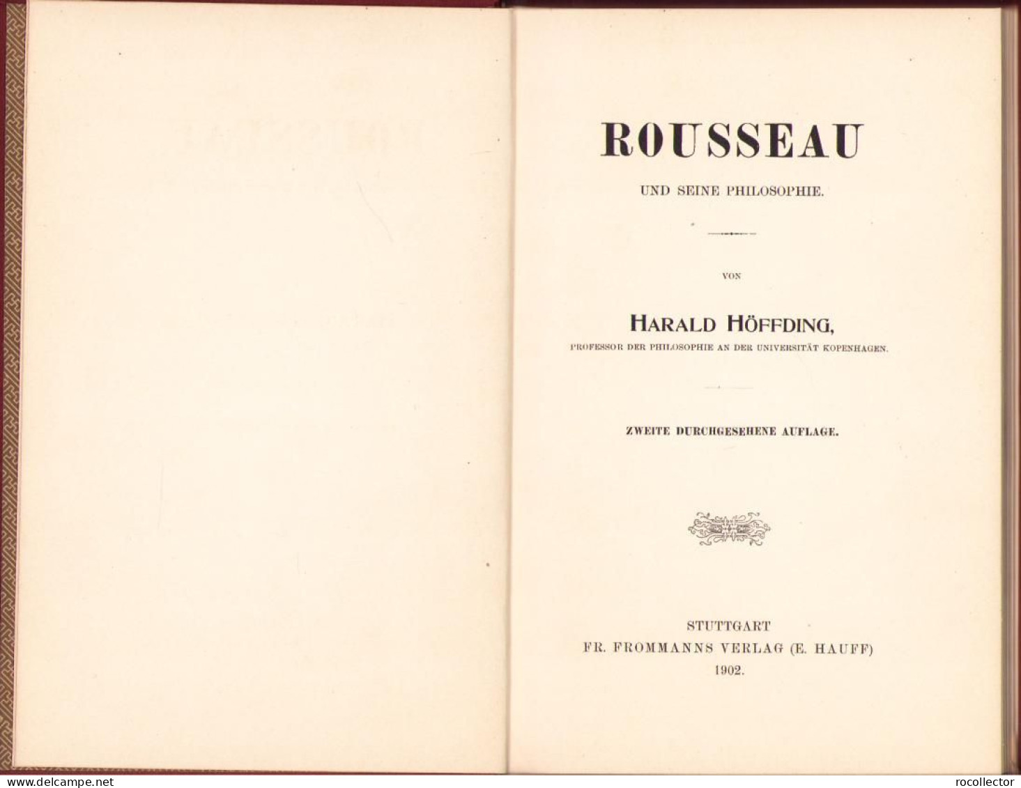 Rousseau Und Seine Philosophie Von Harald Höffding, 1902, Stuttgart C1320 - Alte Bücher