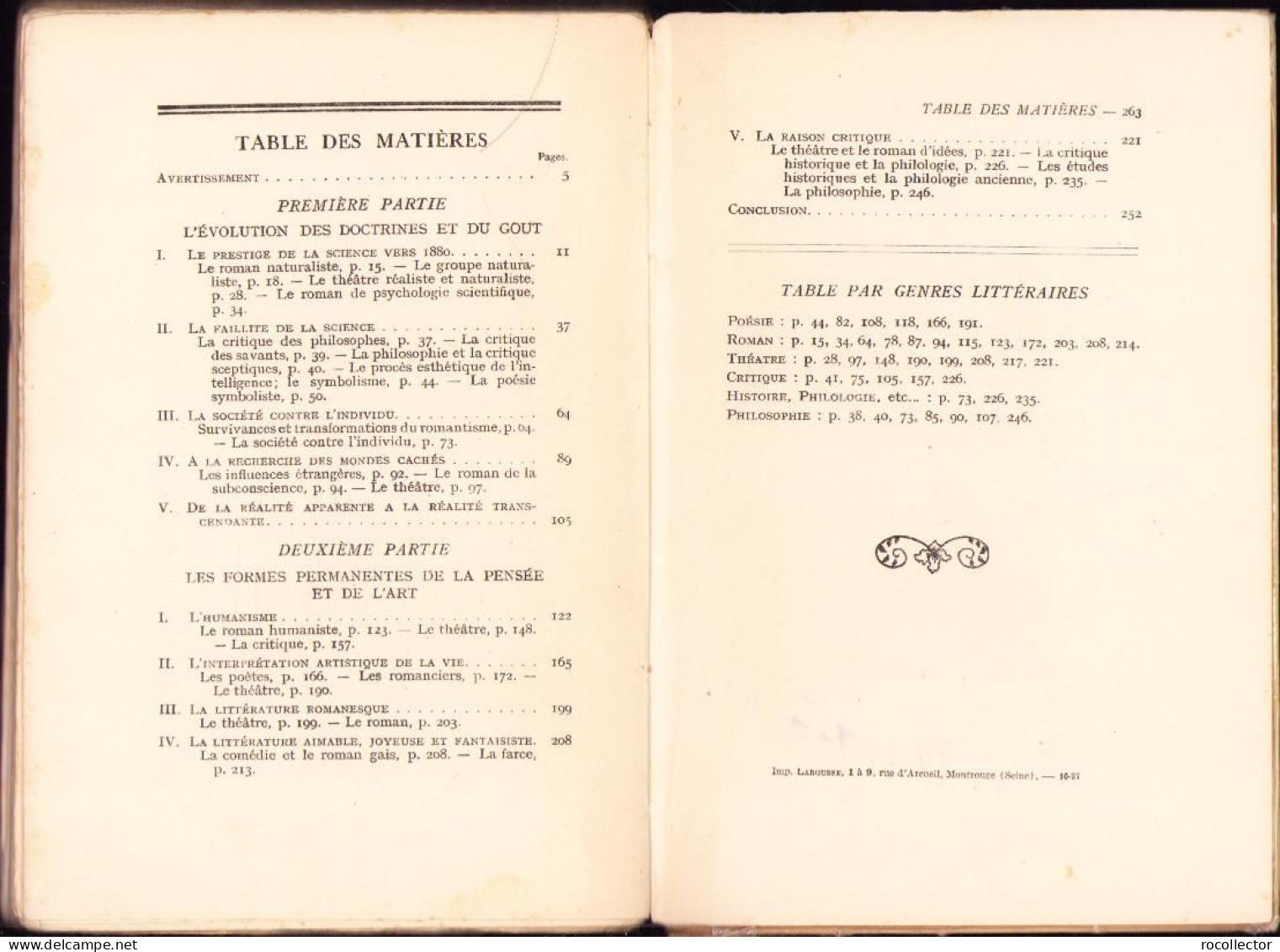 Histoire de la littérature et de la pensée francaises contemporaines 1870-1925 par Daniel Mornet C1312