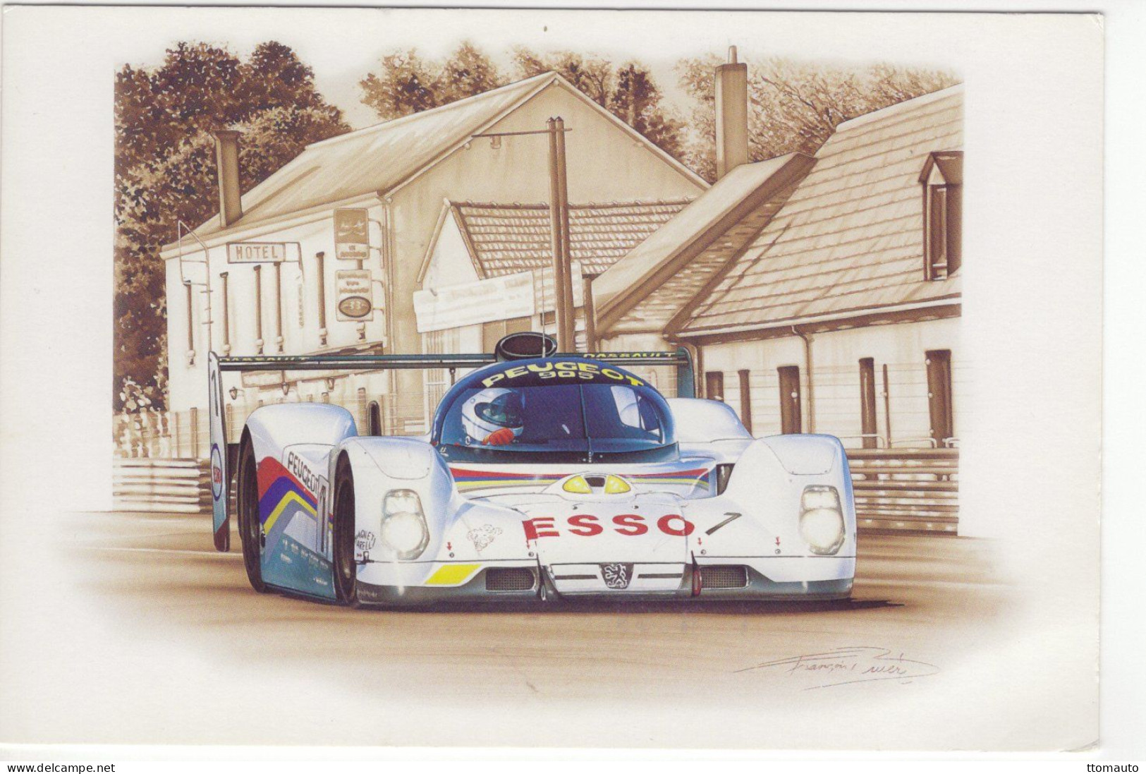24 Heures Du Mans 1992 - Peugeot 905 - Pilotes: Dalmas/Warwick/Blundell - Tableau De Francois Bruere  -  CPM - Le Mans