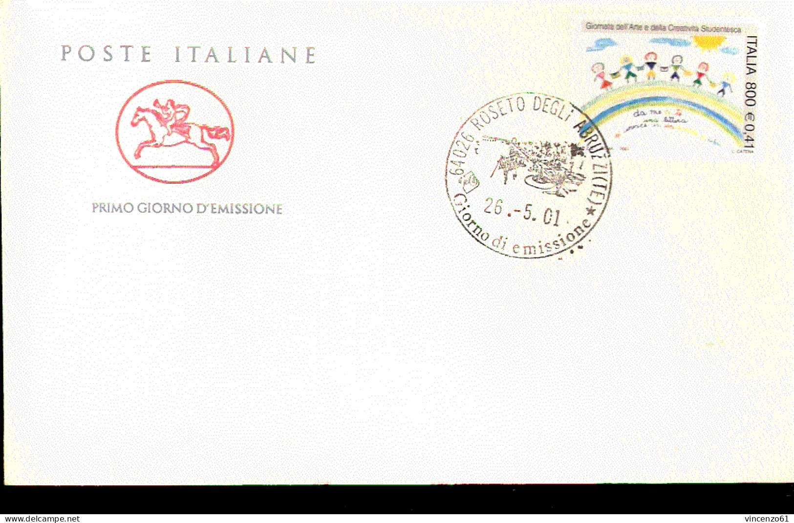 2001 ANNULLO FDC Giornata Dell'arte E Della Creatività Studentesca. - Andere & Zonder Classificatie