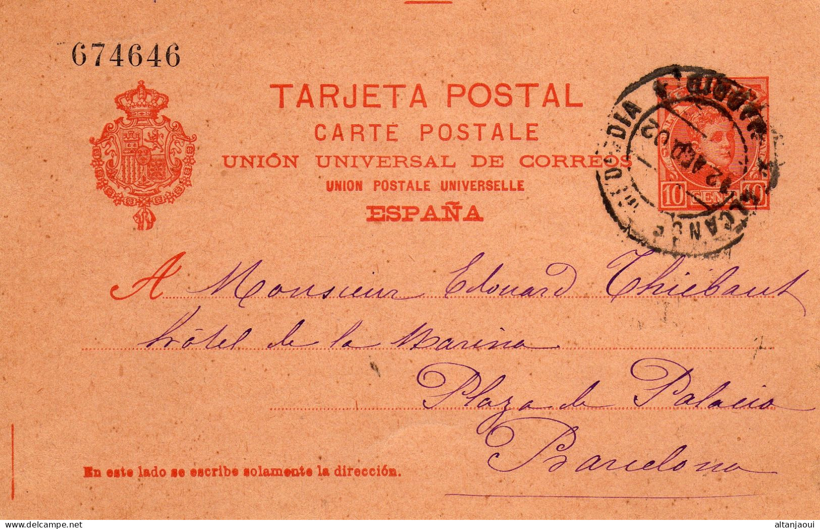 CARTE POSTALE NUMÉROTÉE - 54  0  -circulée De Madrid à Barcelone En 1902. - 1850-1931