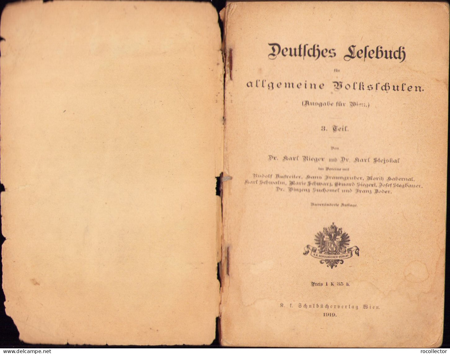 Lesebuch Für Allgemeine Volksschulen (Ausgabe Für Wien) 1919 III Teil Wien C1274 - Alte Bücher