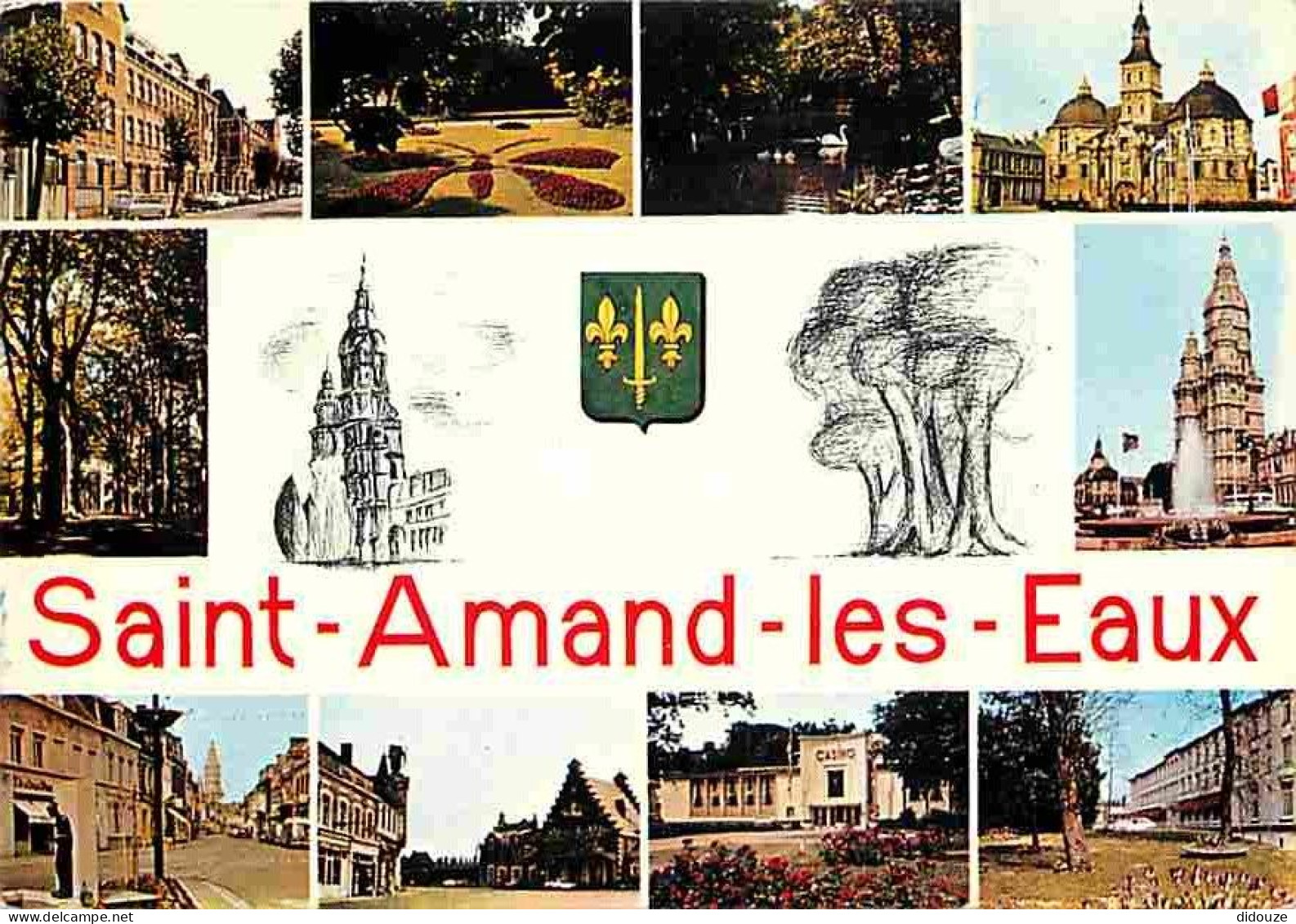 59 - Saint Amand Les Eaux - Multivues - Blasons - Flamme Postale - CPM - Voir Scans Recto-Verso - Saint Amand Les Eaux