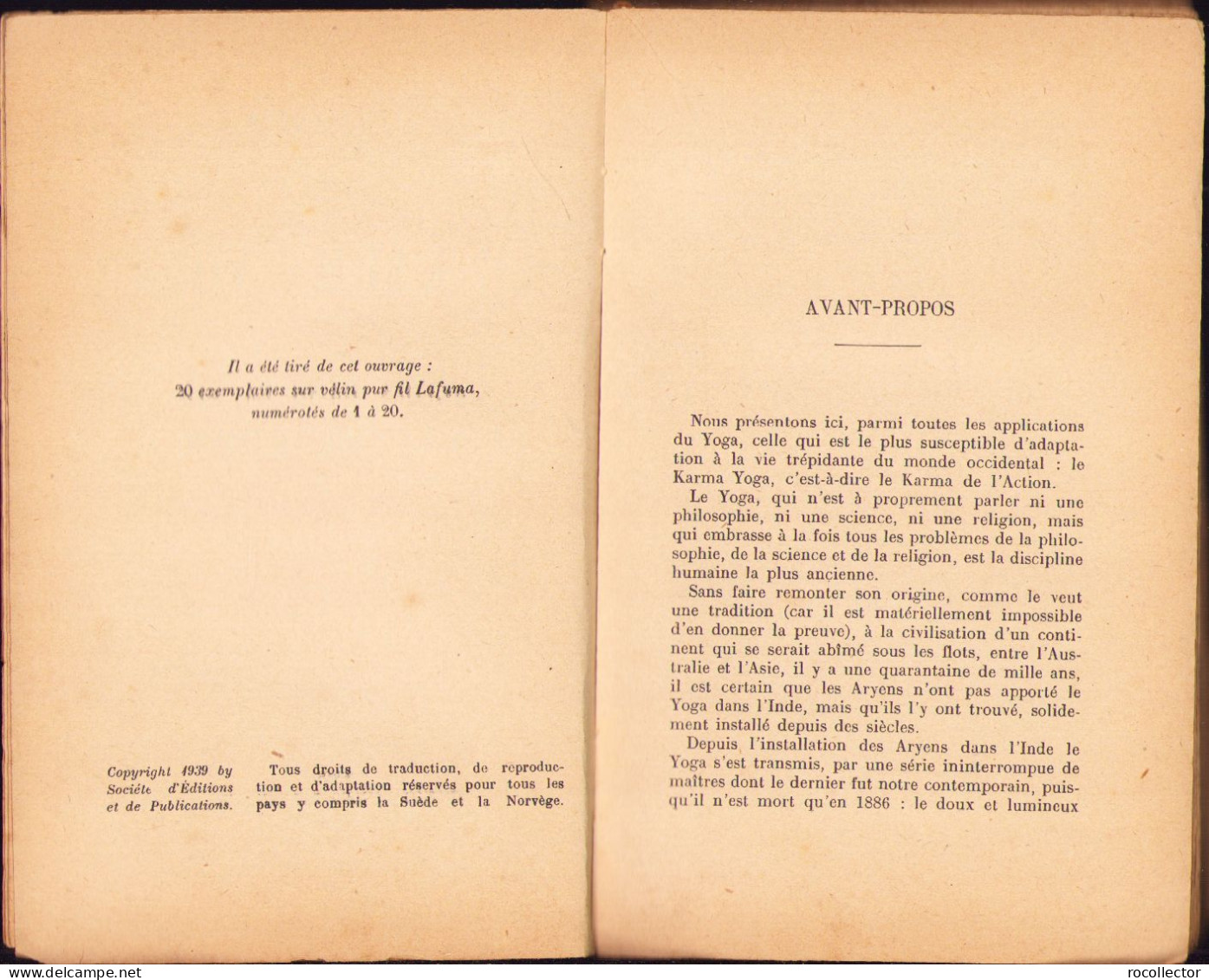 Le Karma Yoga Ou L’action Dans La Vie Selon La Sagesse Hindoue Par C. Kerneiz, 1939, Paris C1265 - Livres Anciens