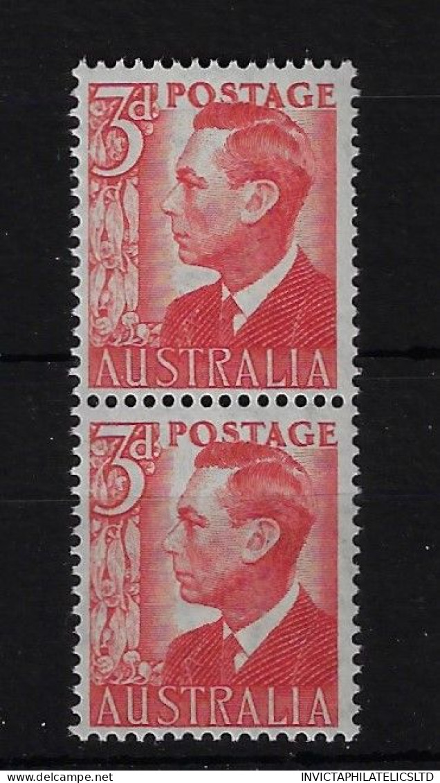 AUSTRALIA SG235AA, 1950-52 3D SCARLET COIL PAIR MNH - Mint Stamps