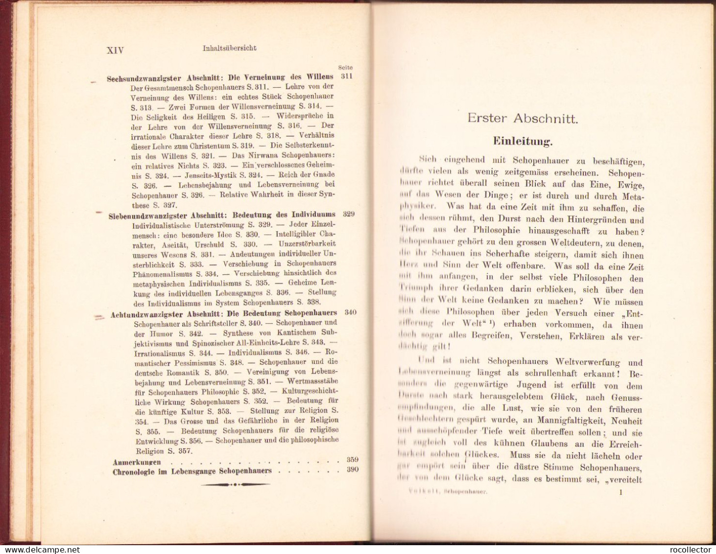 Arthur Schopenhauer. Seine Persönlichkeit, seine Lehre, sein Glaube von Johannes Volkelt, 1901, Stuttgart C1250