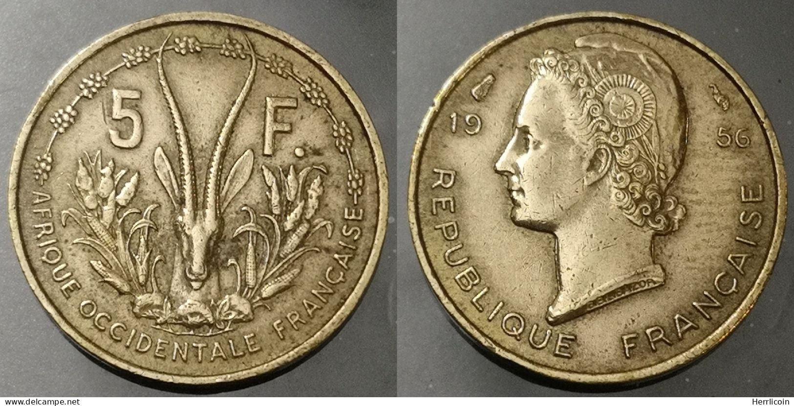 Monnaie Afrique Occidentale Française - 1956  - 5 Francs - Frans-West-Afrika