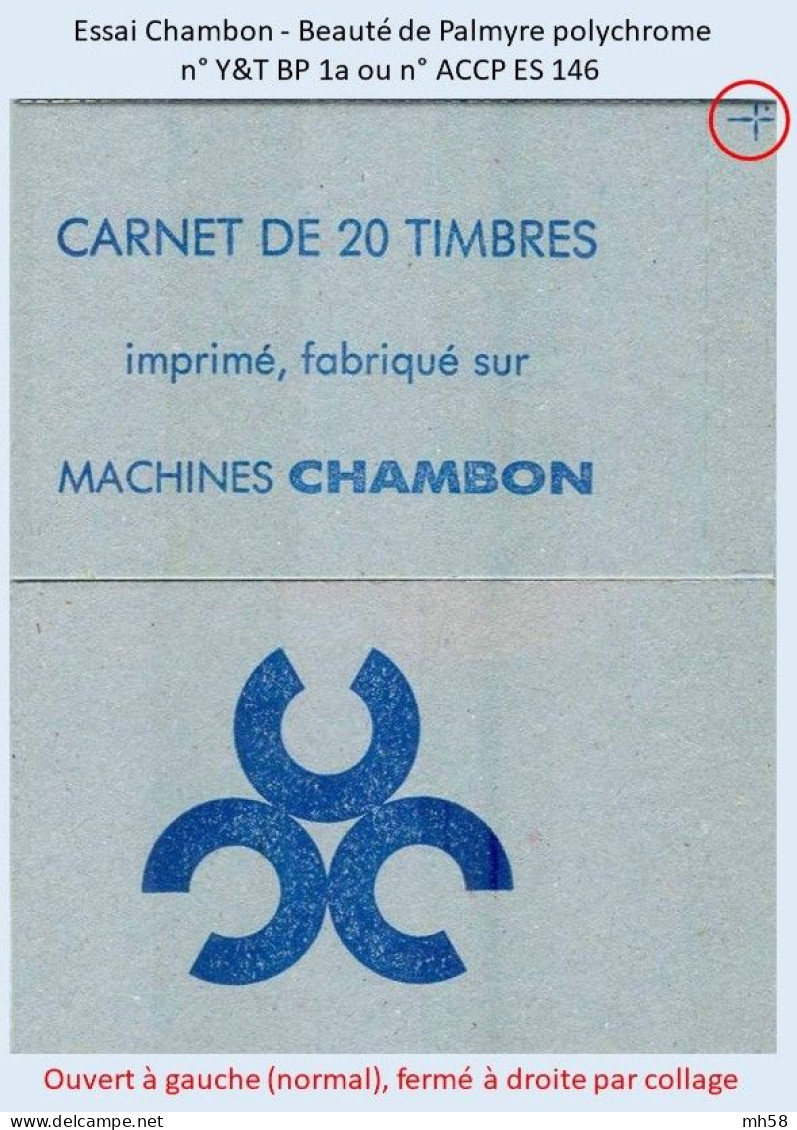 FRANCE - Carnet Essai Chambon - Beauté De Palmyre Polychrome - YT BP 1a / ACCP ES 146 - Pruebas, Viñetas Experimentales