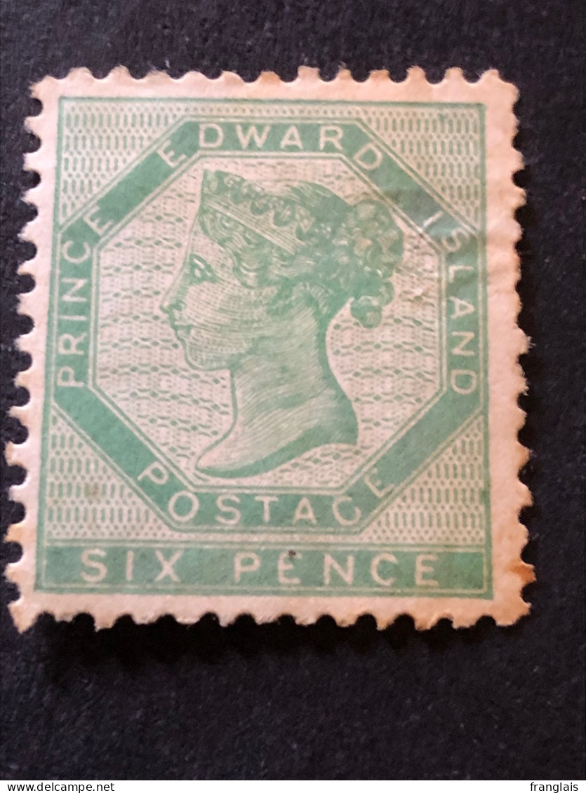 Prince Edward Island.  SG 17. 6d Yellow Green Perf 11 MH* Small Thin, See Scan - Unused Stamps