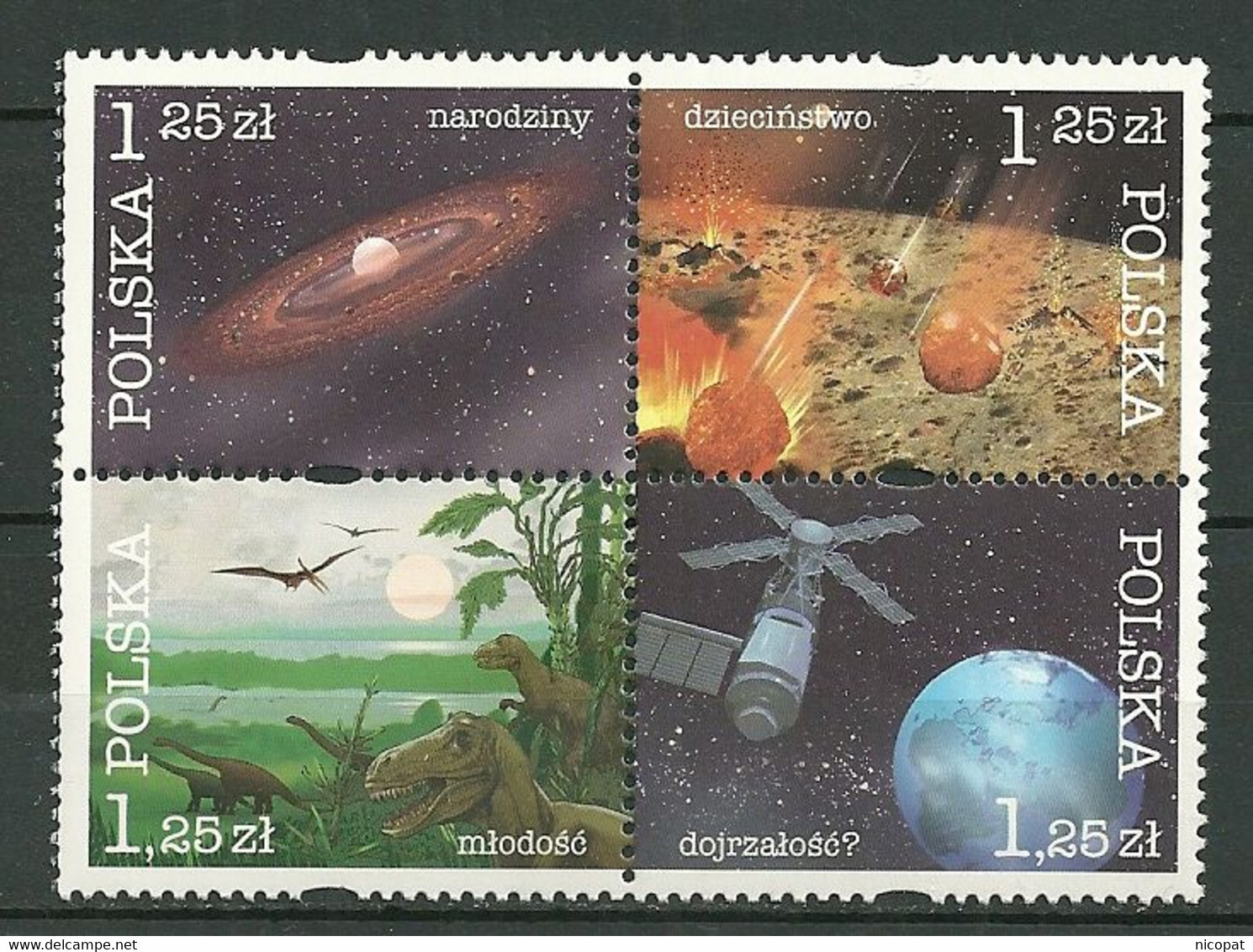 POLAND MNH ** 3912-3915 HISTOIRE COSMIQUE DE LA TERRE Espace - Nuovi