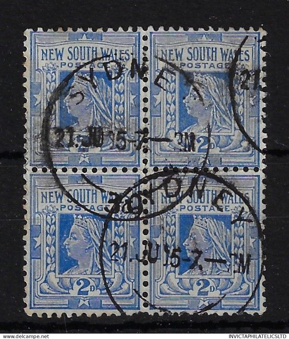 AUSTRALIA SG315, 1902-03 2D BLUE, BLOCK OF FOUR, VERY GOOD USED - Oblitérés