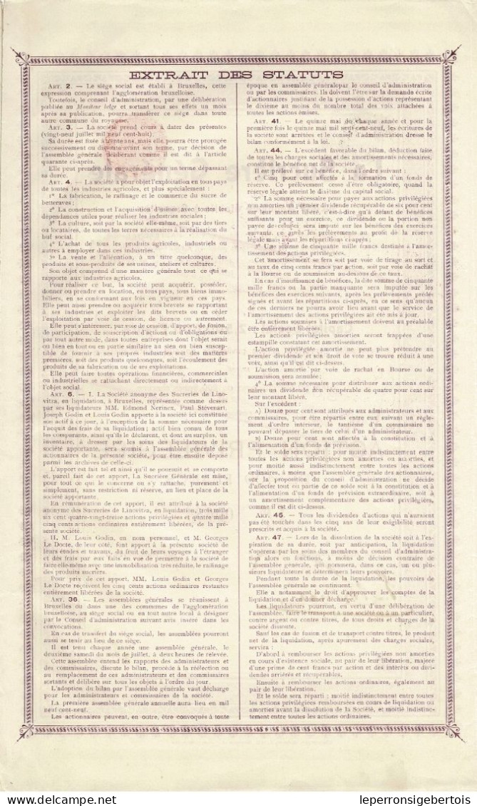 Titre De 1908 - La Sucrière Générale  - - Industry