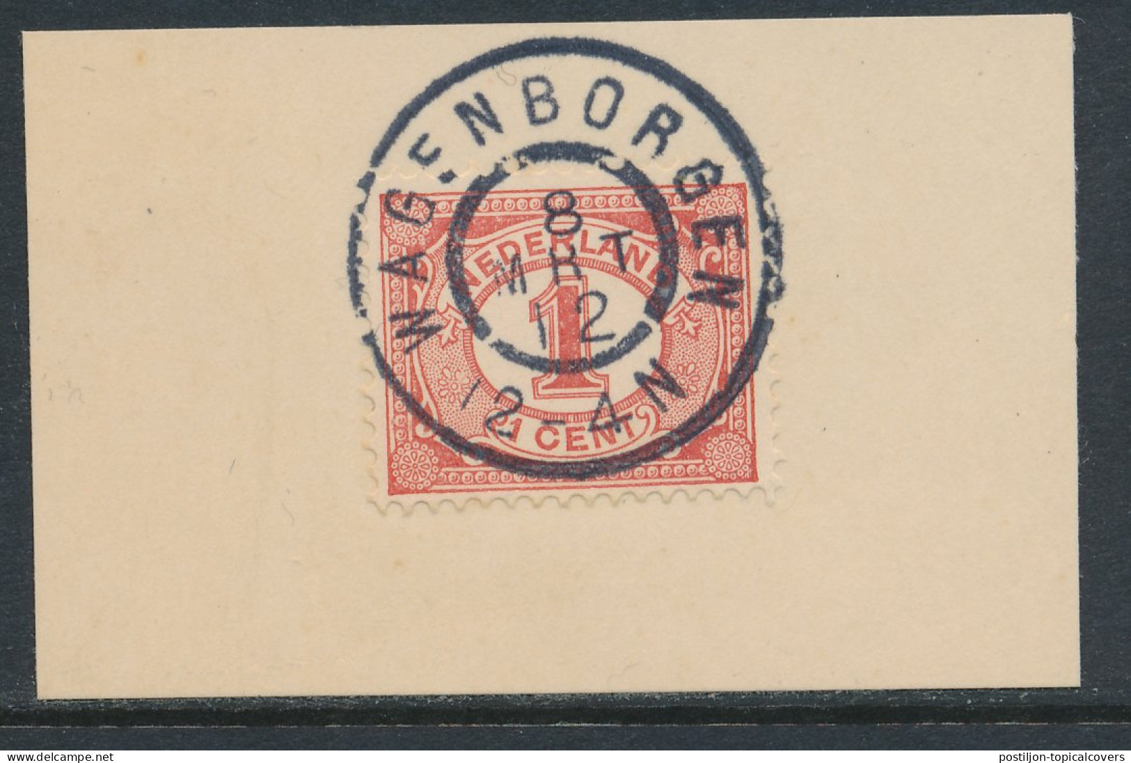 Grootrondstempel Wagenborgen 1912 - Poststempel