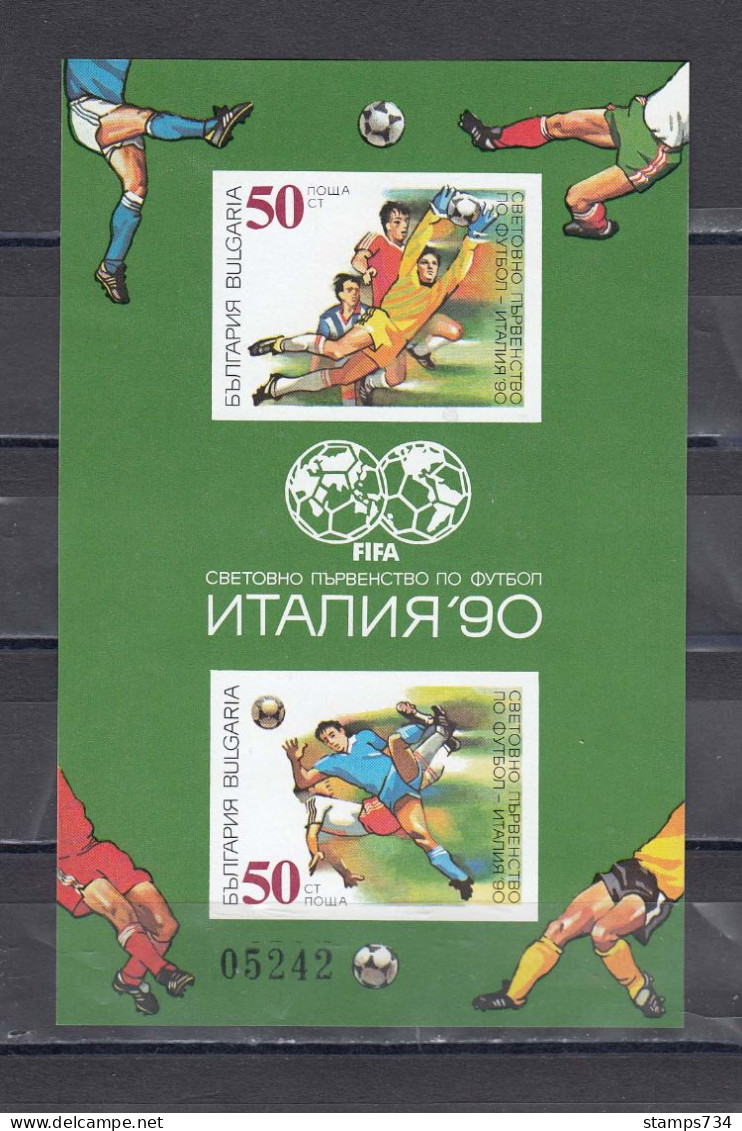 Bulgaria 1990 - Football World Cup, Italia'90, Mi-Nr. Bl. 209B, MNH** - Nuovi