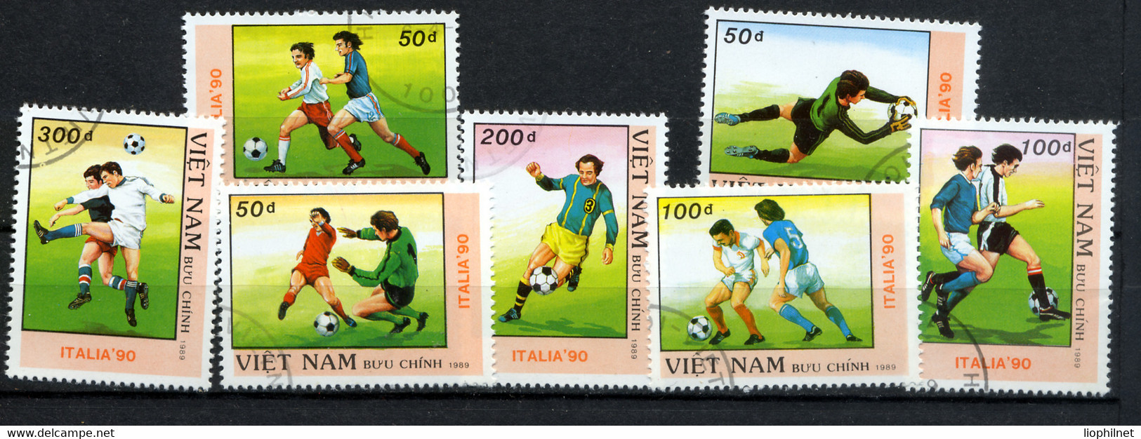 VIETNAM, VIET-NAM 1990, Yv. Xxx/x, Football, Italie 90,  Valeurs, Oblitérés / Used. R050 - Used Stamps