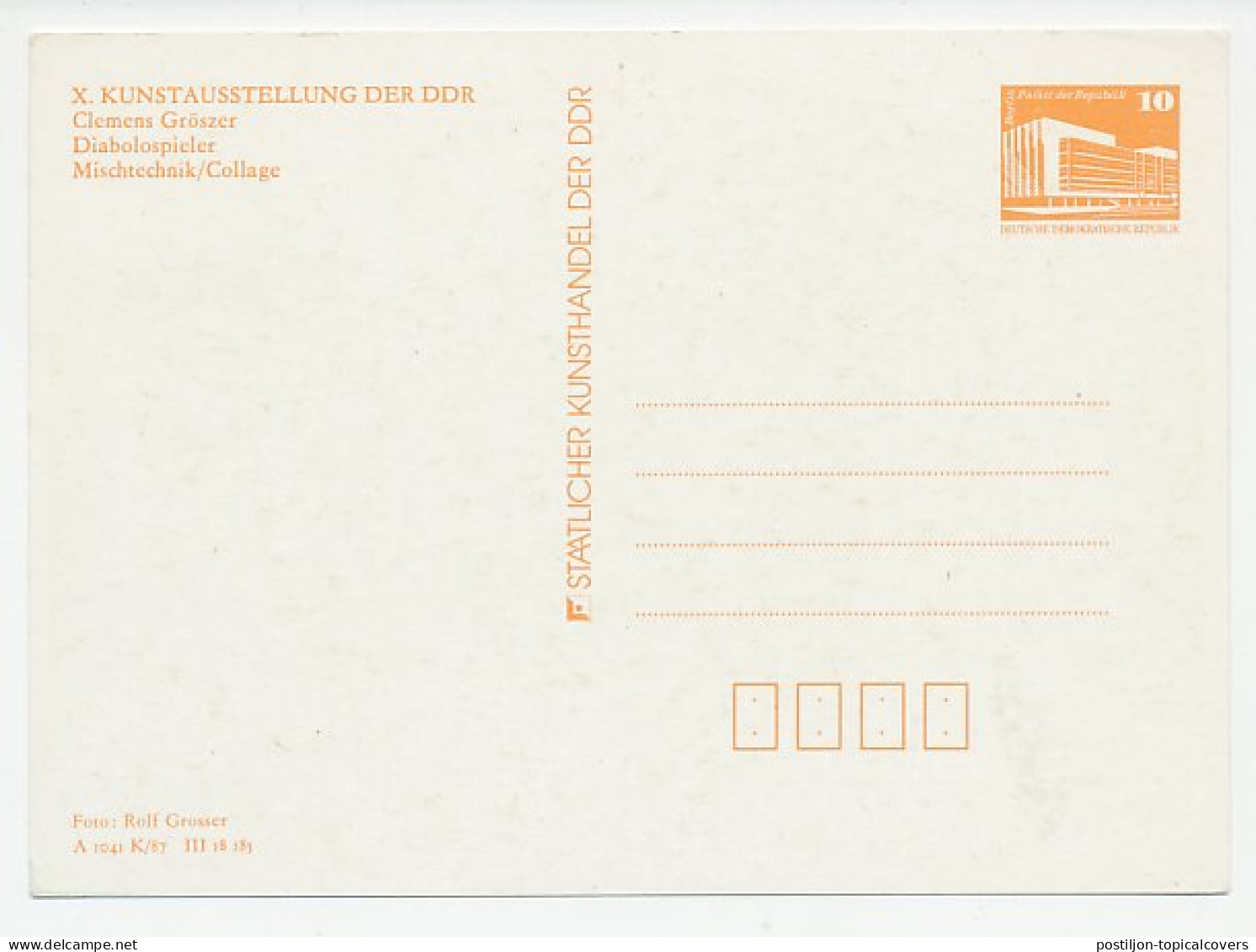Postal Stationery Germany / DDR Diabolo Player - Clemens Groszer - Circo