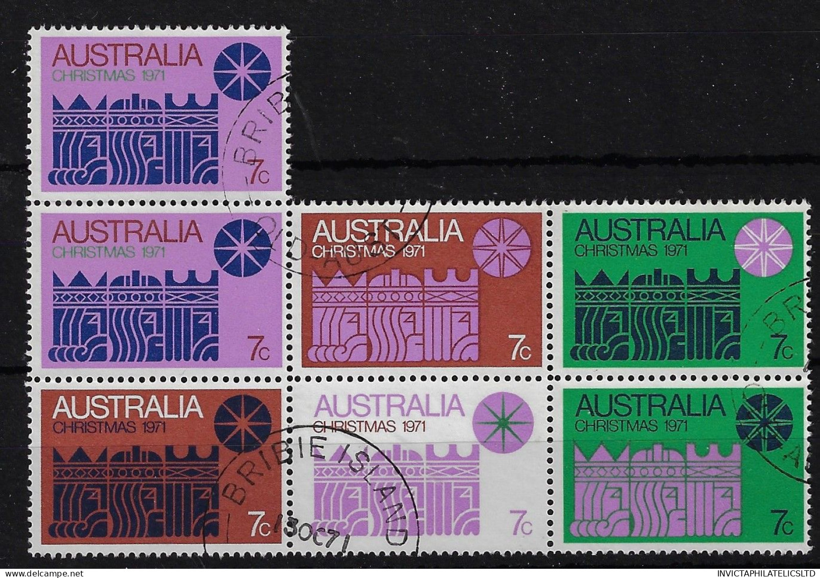 AUSTRALIA SG498A, 7C BLOCK FINE USED - Used Stamps