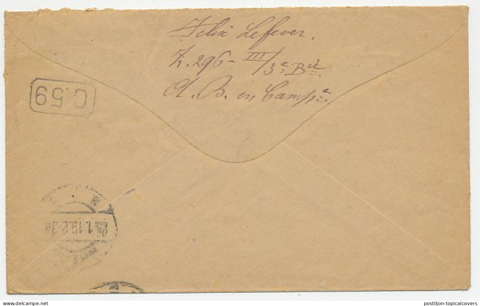 Cover / Postmark Belgium 1919 Belgian Army Post Office - YMCA - WW1 (I Guerra Mundial)