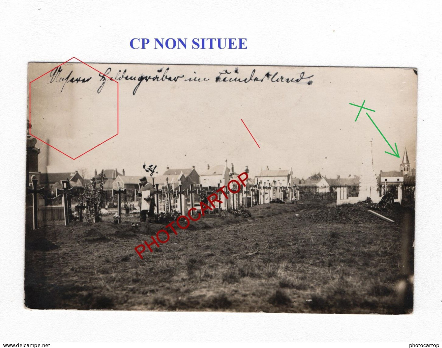 CP NON SITUEE-CIMETIERE-Friedhof-Tombes-CARTE PHOTO Allemande-GUERRE 14-18-1 WK-Militaria-FELDPOST- - Cimetières Militaires