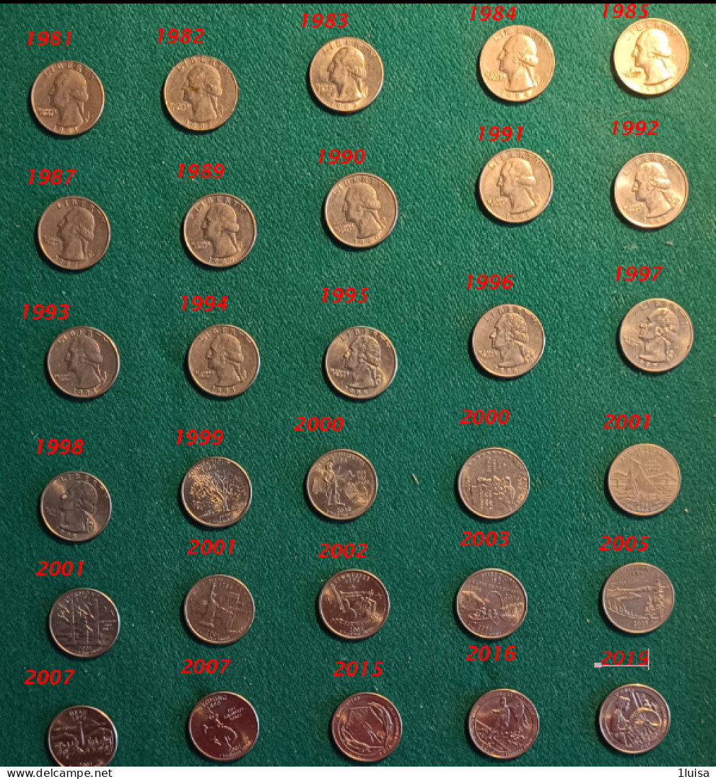 STATI UNITI 1/4 DOLLAR 30 Monete Date Diverse - 1999-2009: State Quarters