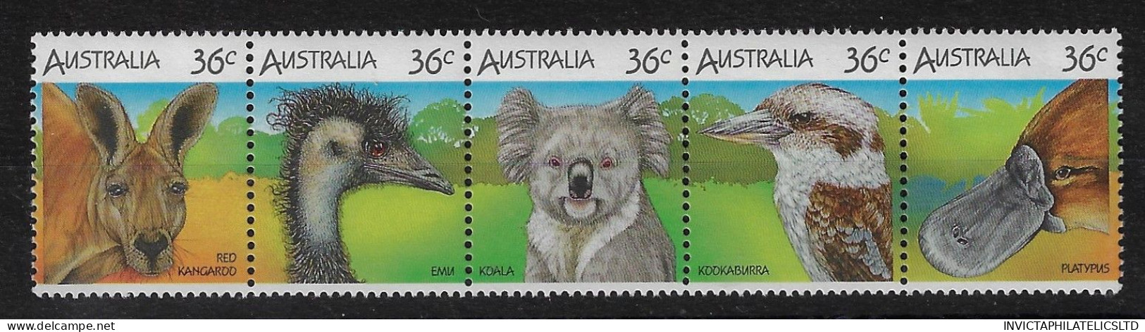 AUSTRALIA SG1023/27, 1986 WILDLIFE (1ST) MNH STRIP - Mint Stamps