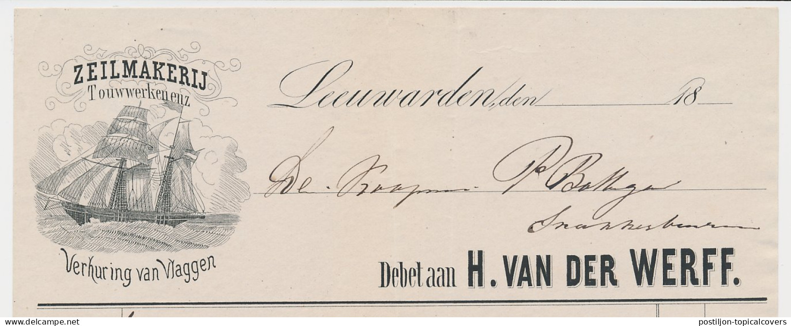 Nota Leeuwarden 1871 - Schip - Zeilmakerij - Touwwerken - Paesi Bassi