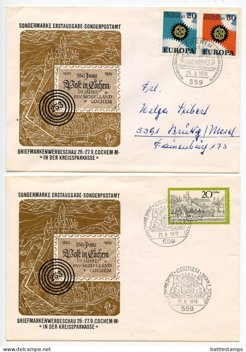 Germany, West 1970 3 FDCs & 2 Commemorative Covers - Cochem On The Moselle 350th Anniversary, Scott 1047 - 1961-1970