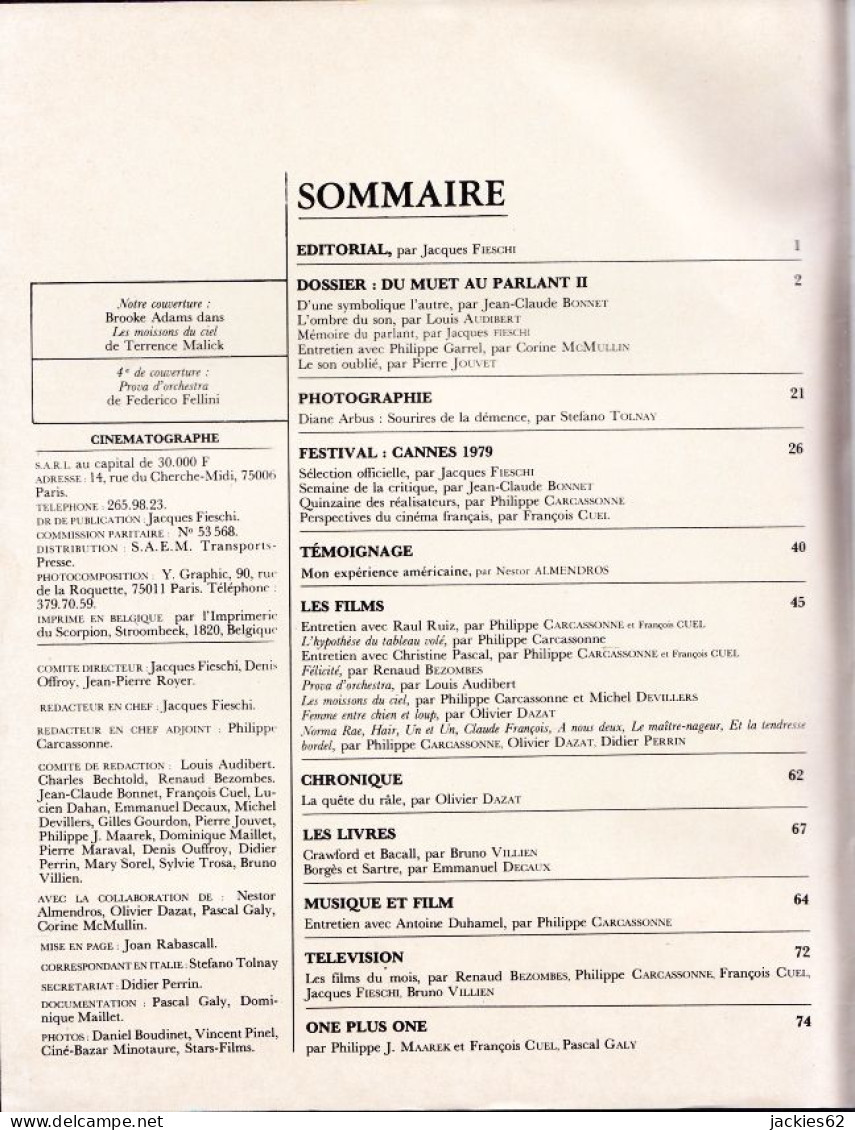 29/ CINEMATOGRAPHE N° 48/1979, Voir Sommaire, Cannes, Paul Ruiz, C. Pascal, Ph. Garrel, A. Duhamel - Cinema