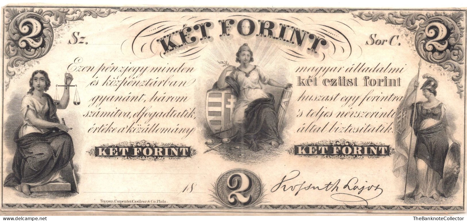 Hungary 2 Forint ND 1852 Private Bank Issue P-S142  AUNC - Hungary