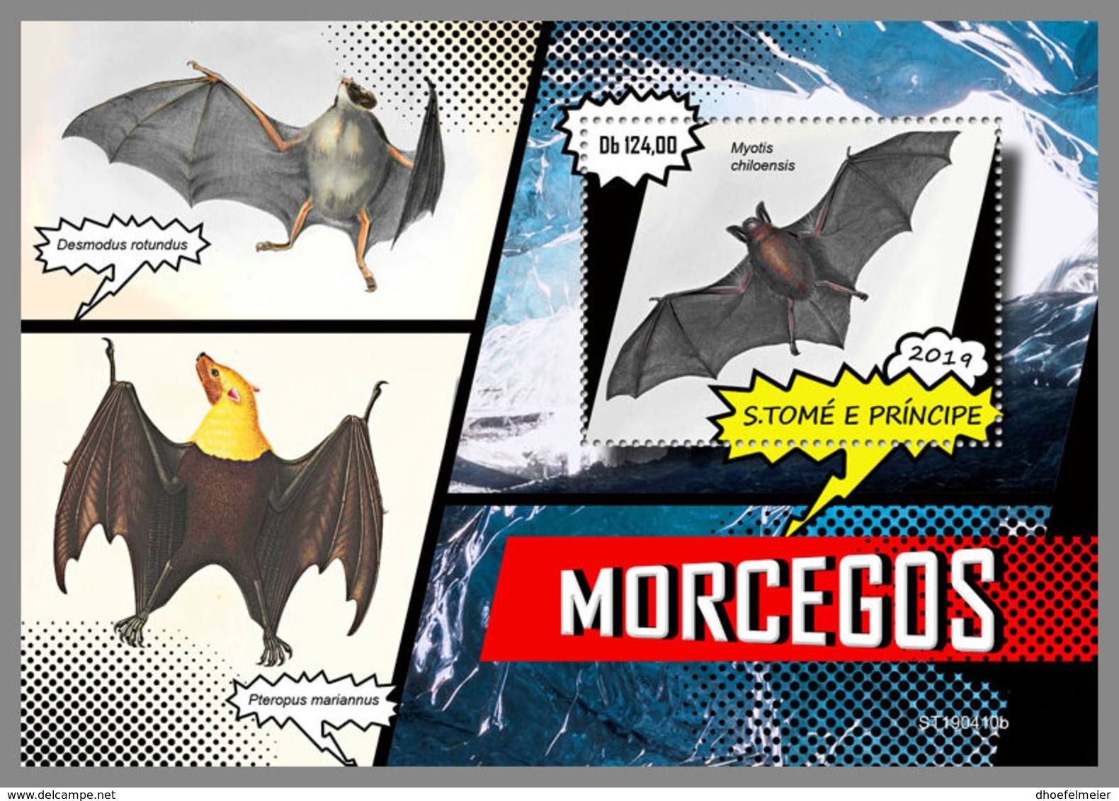 SAO TOME 2019 MNH Bats Fledernäuse Chauves-souris S/S - OFFICIAL ISSUE - DH1925 - Murciélagos