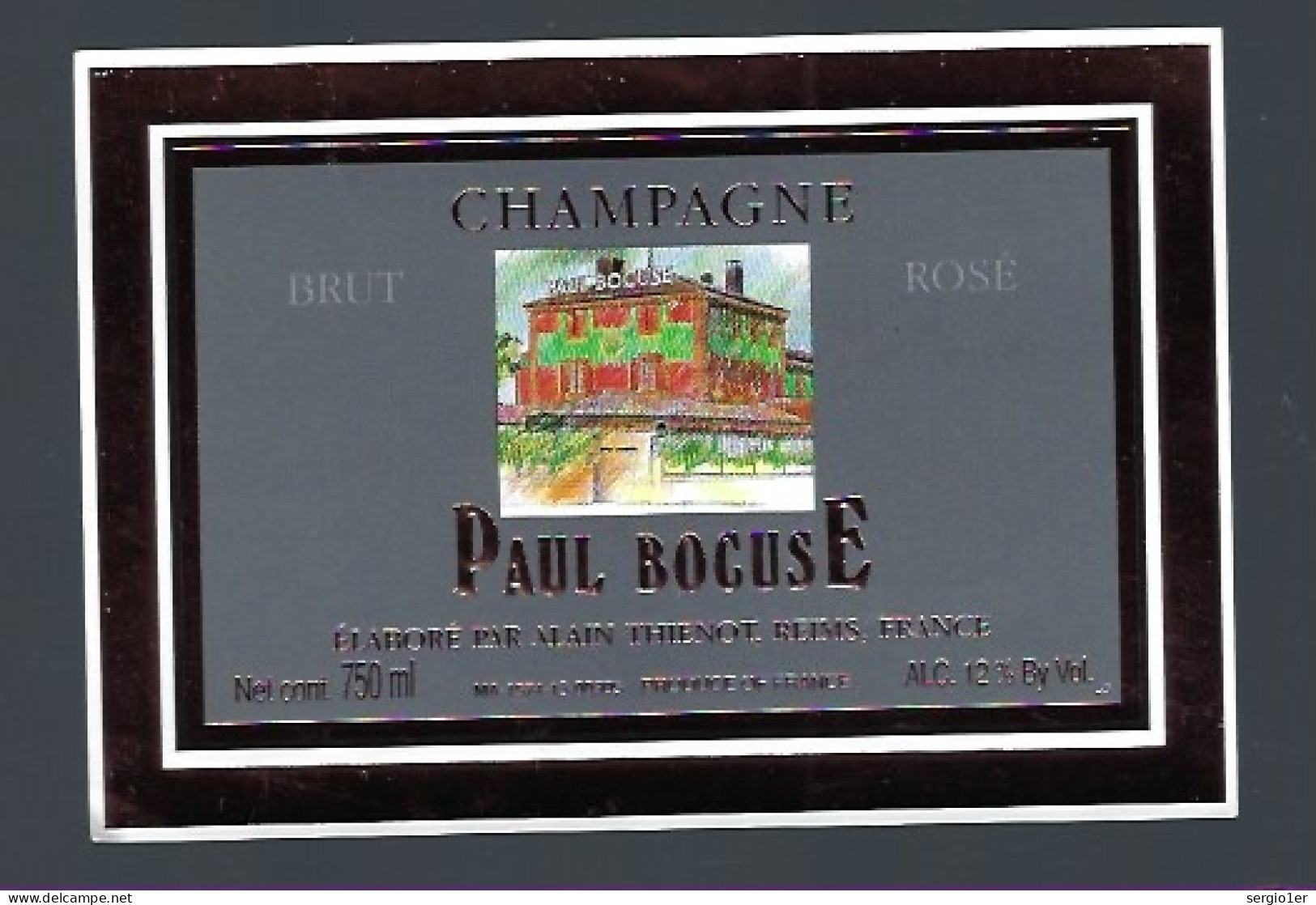 Etiquette Champagne  Brut  Rosé  Paul Bocuse  Alain Thienot Reims Marne 51  Avec Sa Collerette - Champan