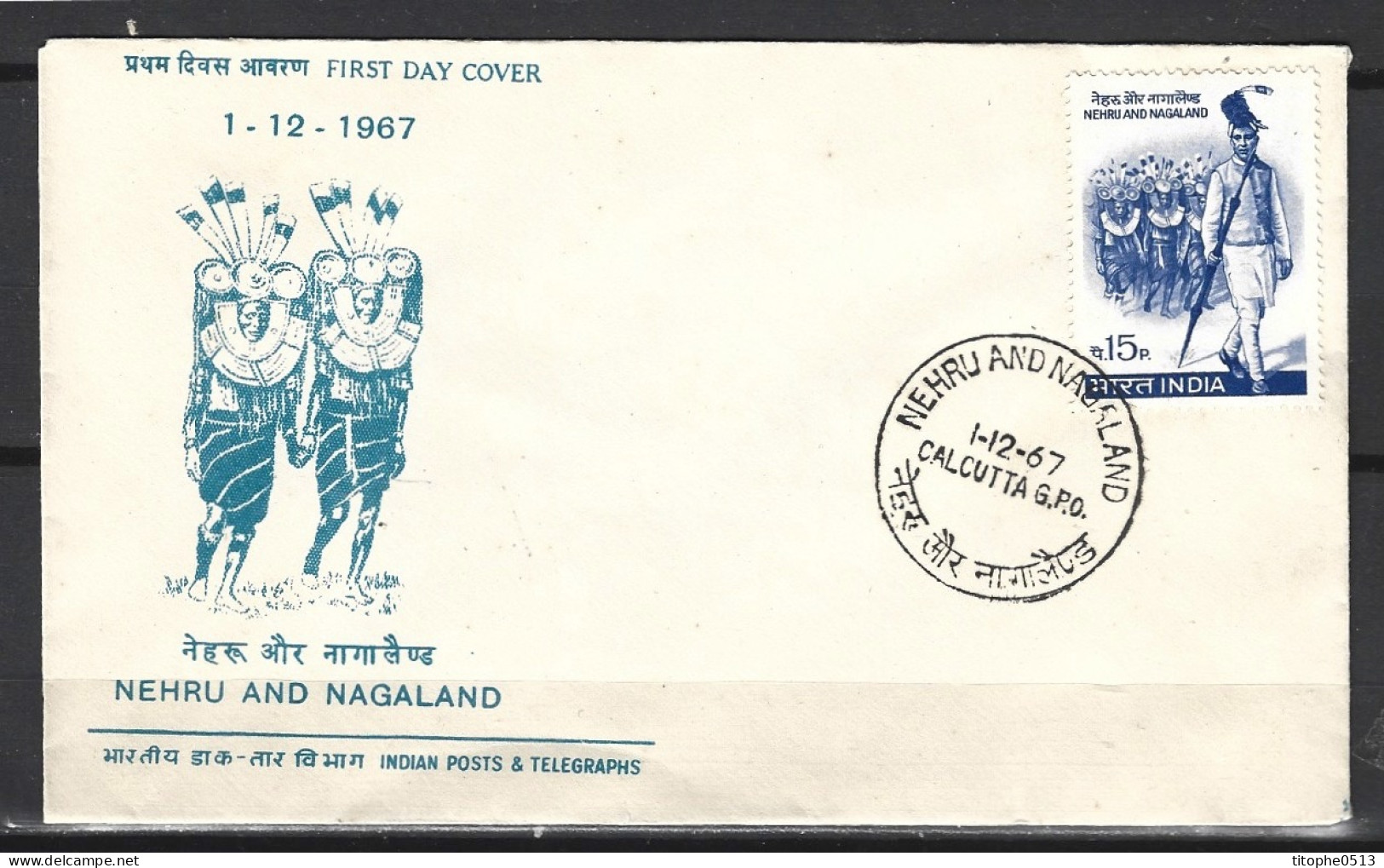 INDE. N°241 Sur Enveloppe 1er Jour (FDC) De 1967. Nehru & Nagaland. - FDC