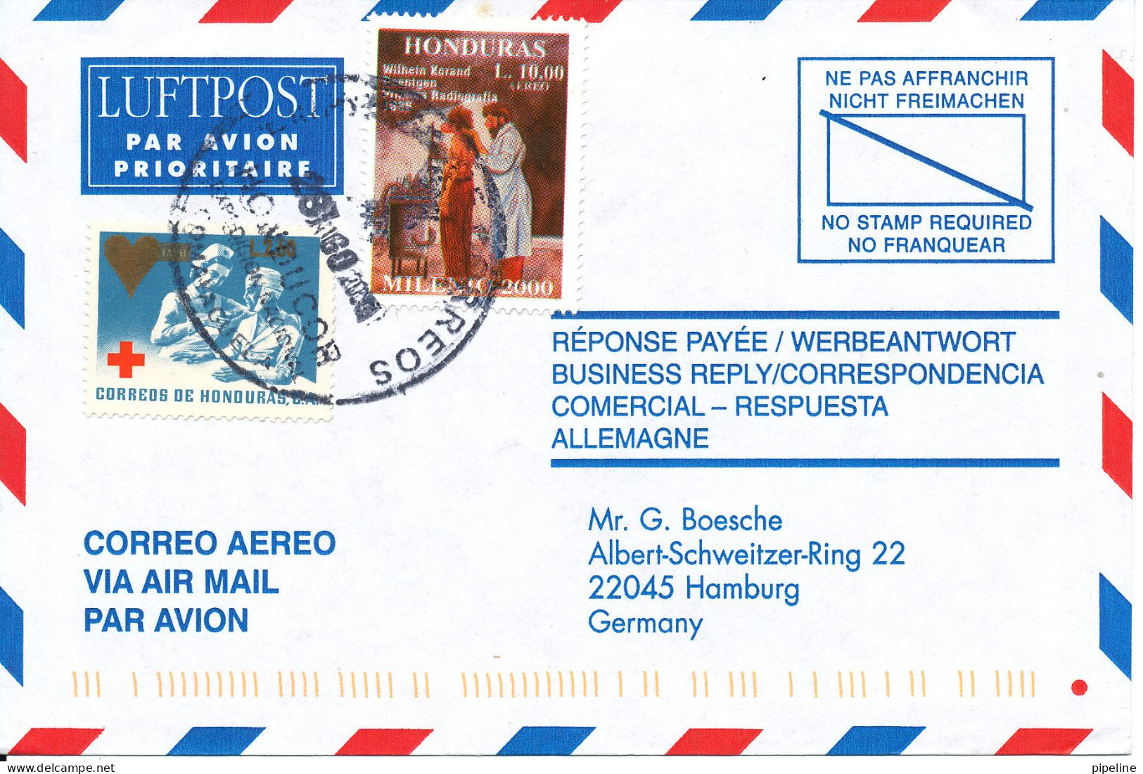 Honduras Air Mail Cover Sent To Germany 2000 - Honduras