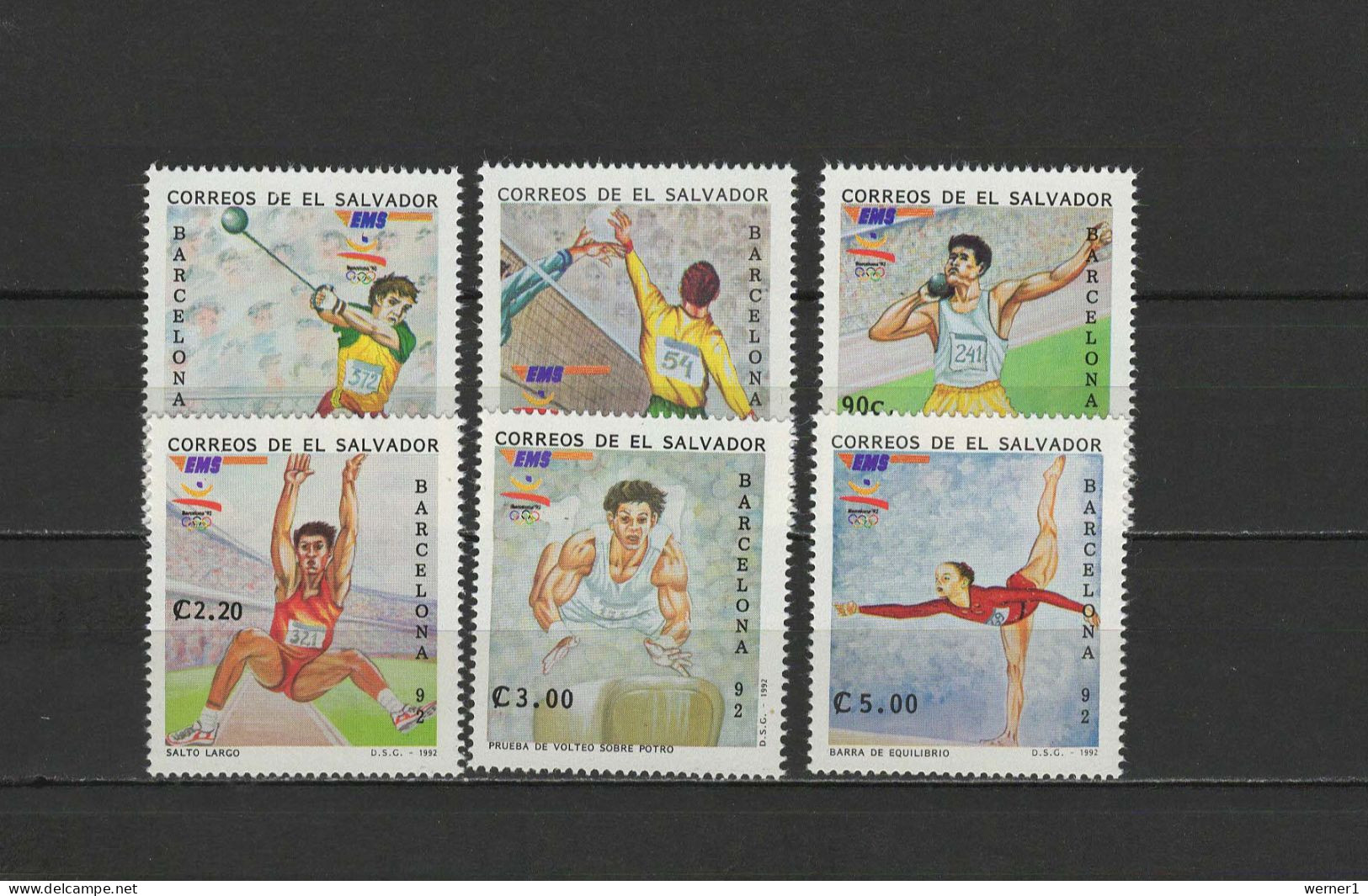 El Salvador 1992 Olympic Games Barcelona, Volleyball, Athletics Etc. Set Of 6 MNH - Zomer 1992: Barcelona