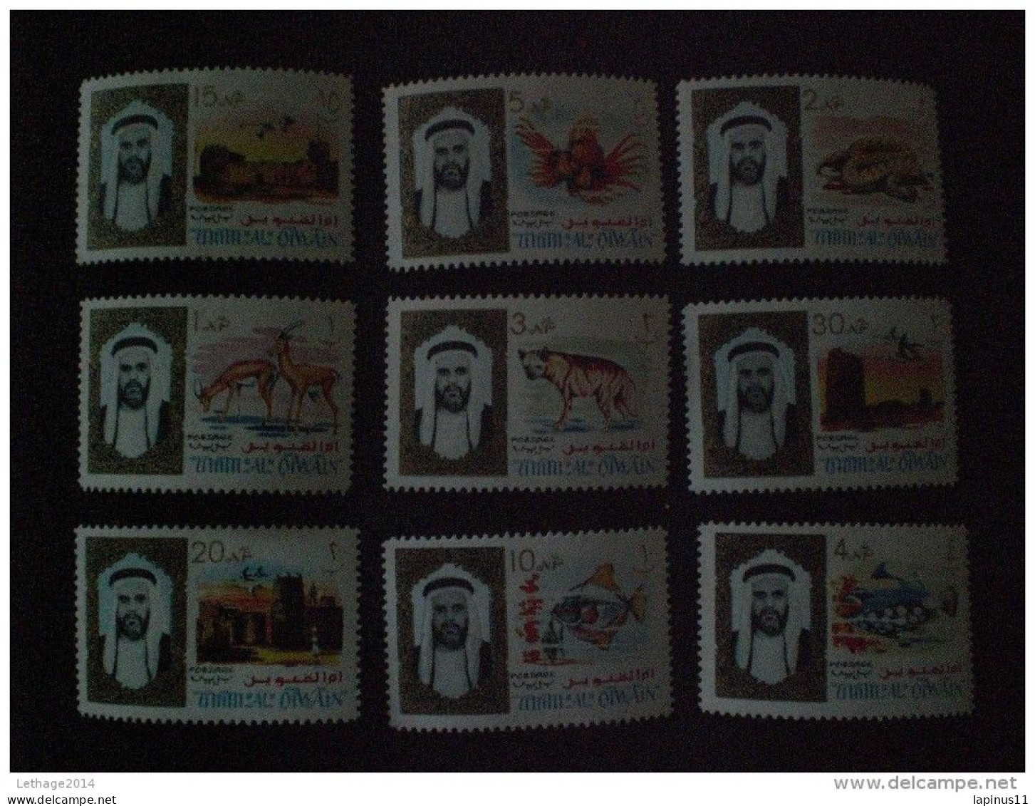 PRINTS UNITED ARAB EMIRATES UMM AL QIWAIN 1964 Sheikh Ahmad II Bin Rashid Al Mu'alla & Wildlife MNH - Umm Al-Qiwain