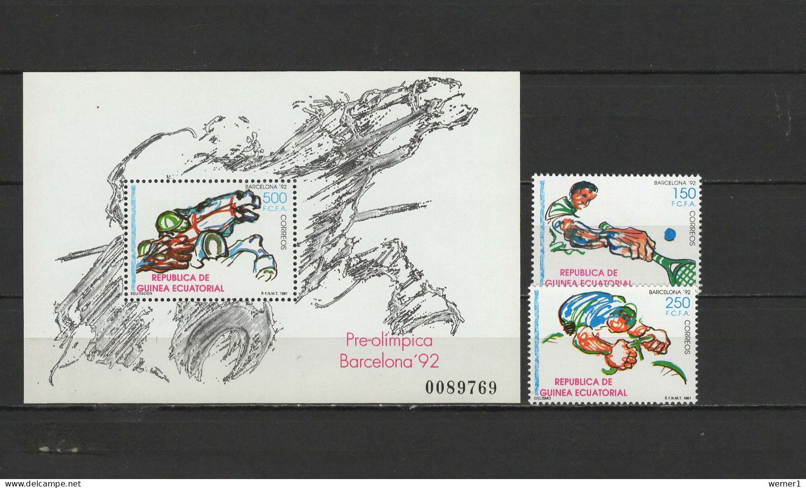 Equatorial Guinea 1991 Olympic Games Barcelona, Equestrian, Tennis Etc. Set Of 2 + S/s MNH - Verano 1992: Barcelona