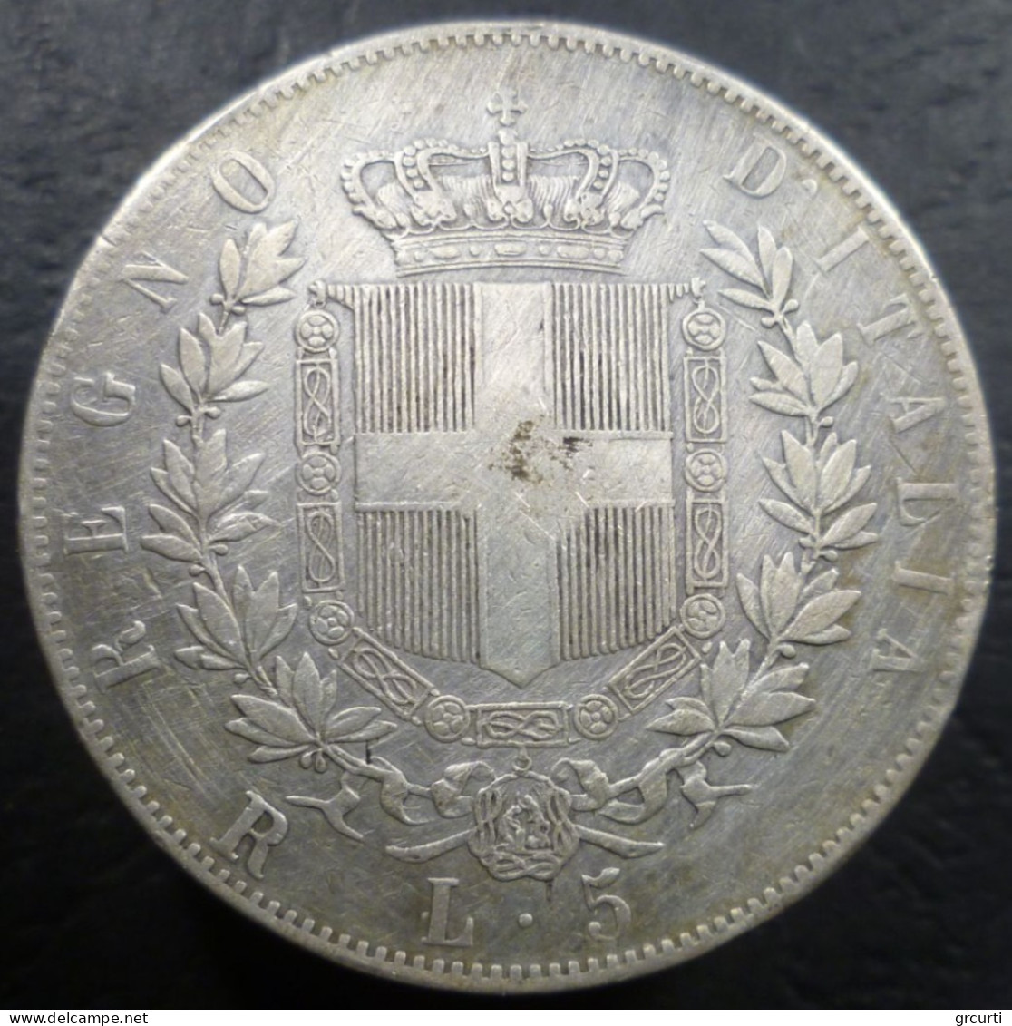 Regno D'Italia - 5 Lire 1877 R - Gig. 52 - UNI97 - KM# 8.3 - 1861-1878 : Victor Emmanuel II.