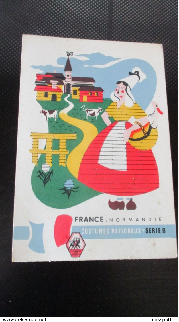 Carte à Broder Costumes Nationaux Normandie Filatures Des 3 Suisses ( 13,5 Cm / 20 Cm ) - Altri & Non Classificati