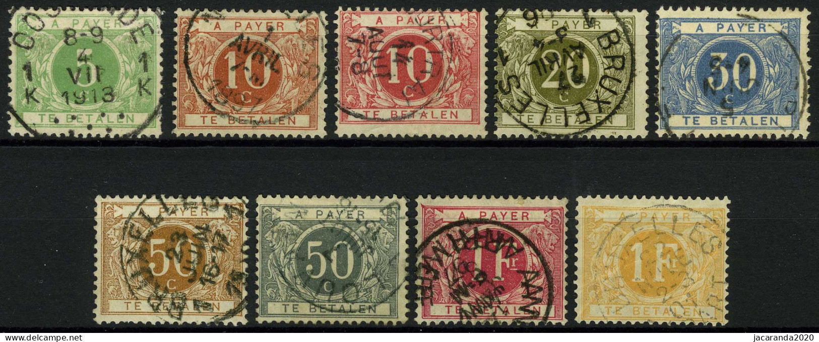 TX 3/11 - Cijfer In Cirkel Op Gekleurde Achtergrond - Chiffre Dans Cercle Sur Fond De Couleur - Gestempeld - Stamps