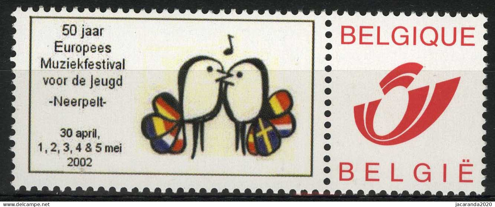 België 3182 - Duostamp - Muziekfestival Voor De Jeugd - Neerpelt 2002 - Mint