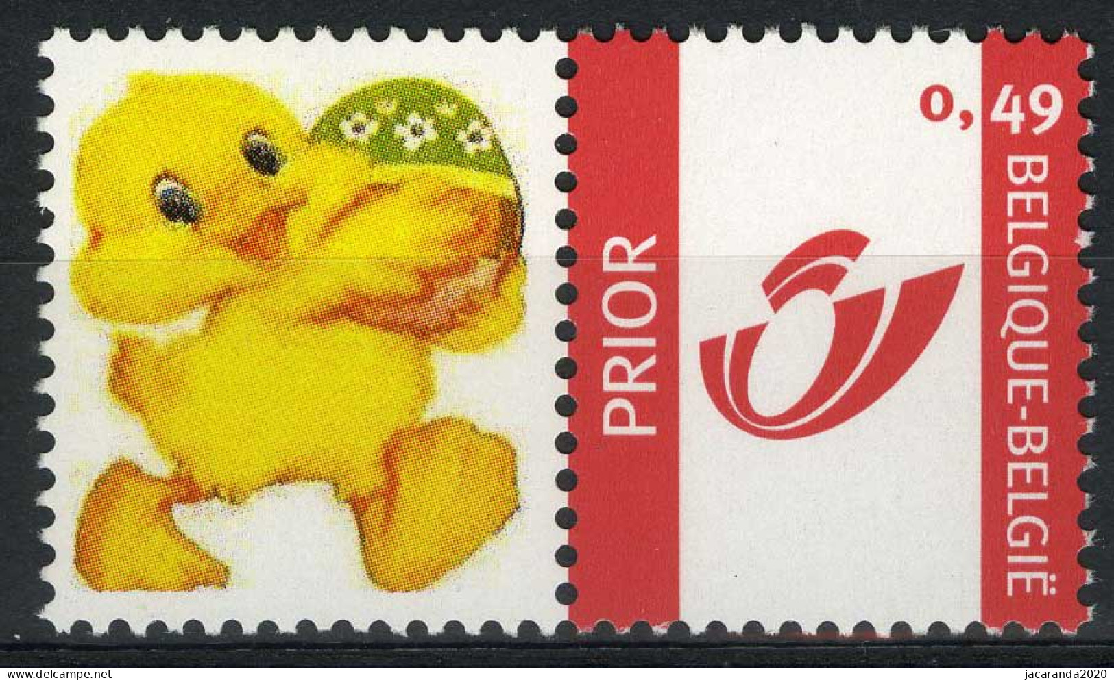 België 3183 - Duostamp - Pasen - Paaskuiken Met Groen Paasei - Mint