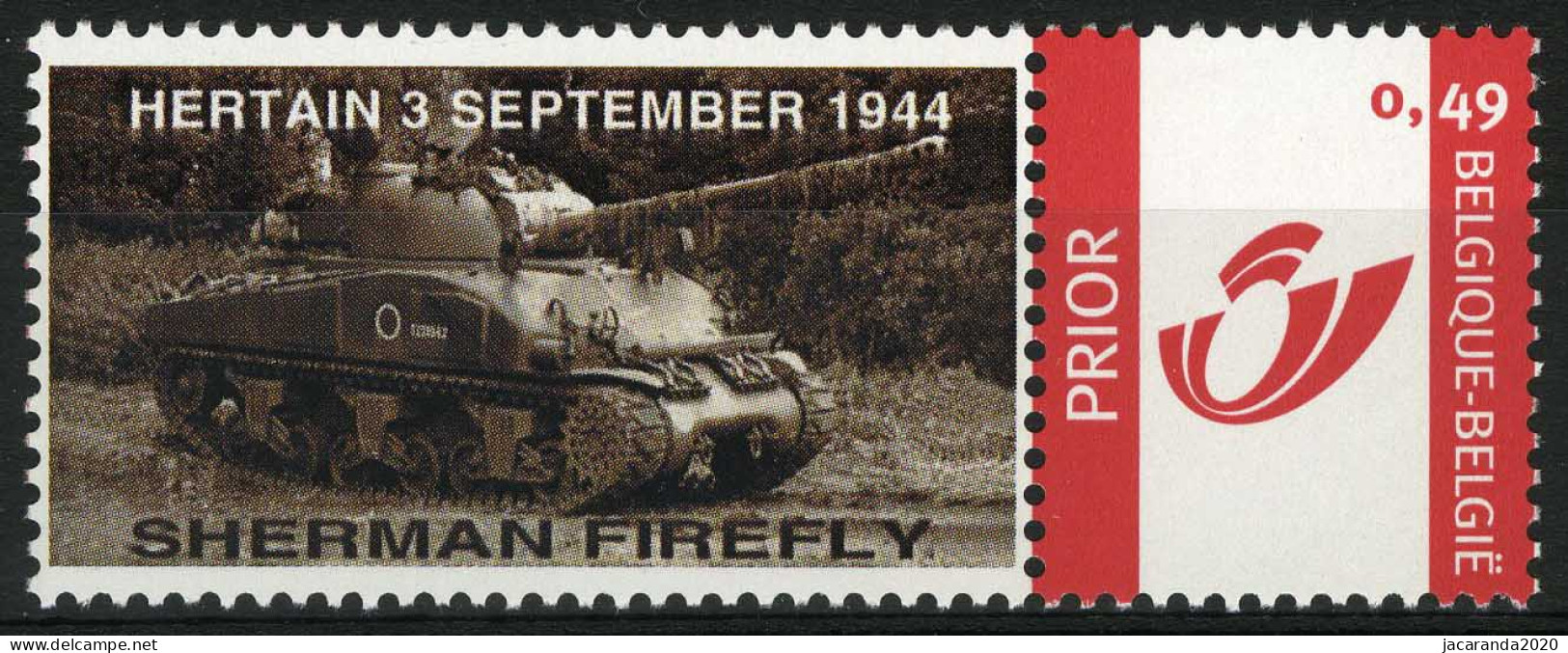 België 3183 - Duostamp - Shireman Firefly - Oorlog - Tank - Hertain 3 September 1944 - Mint