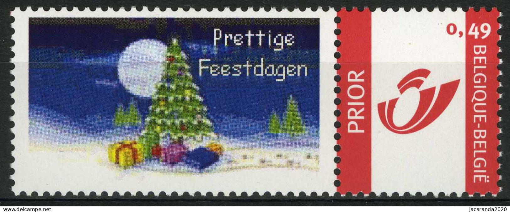 België 3183 - Duostamp - Prettige Feestdagen - Kerstboom - Mint