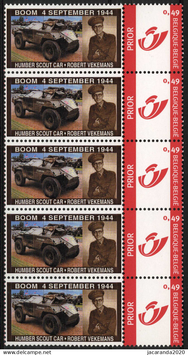 België 3183 - Duostamp - Humber Scout Car - Vekemans - Oorlog - Tank - Boom 4 September 1944 - Strook Van 5 - Mint