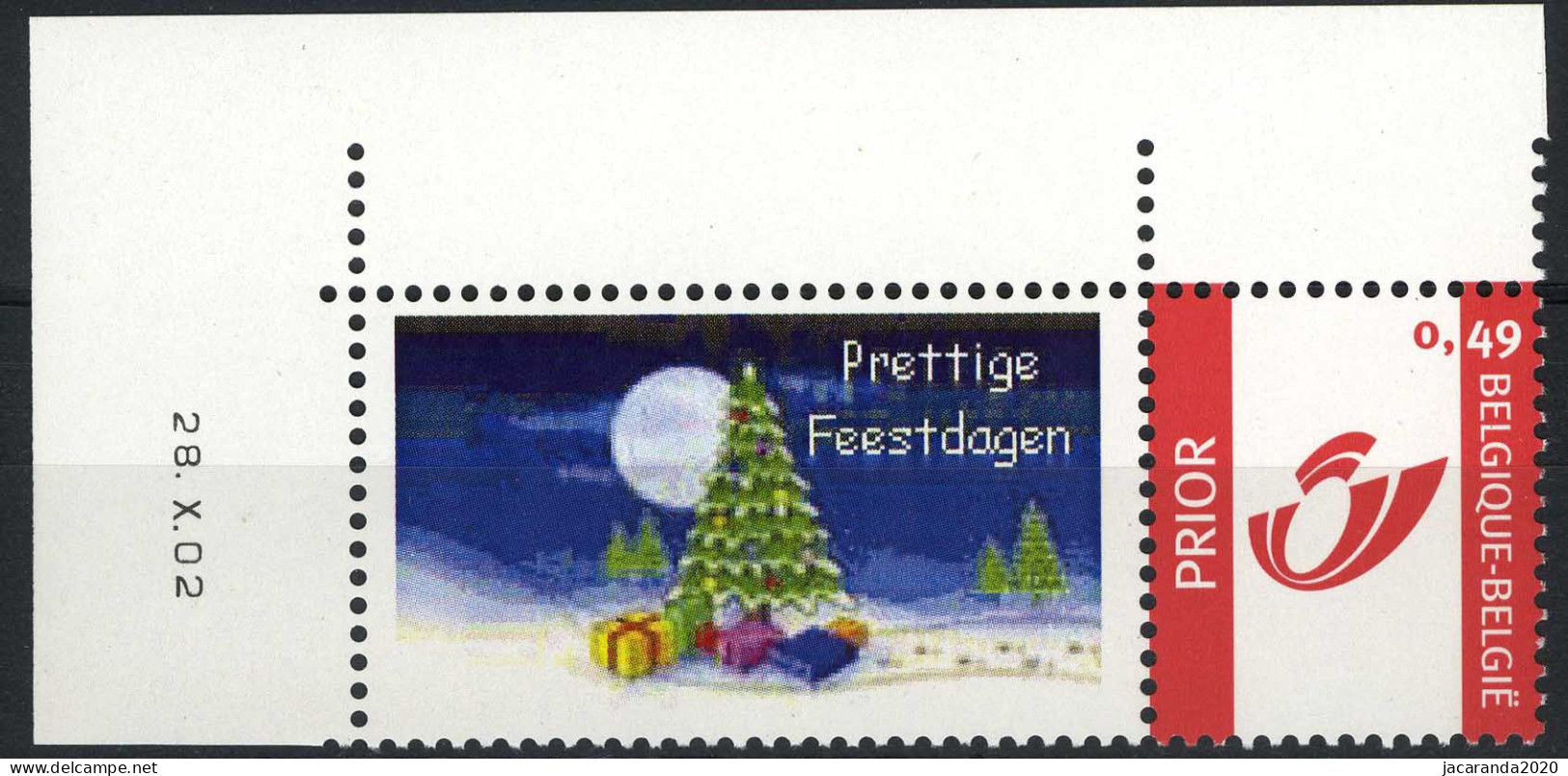 België 3183 - Duostamp - Prettige Feestdagen - Kerstboom - Met Hoekdatum - Neufs