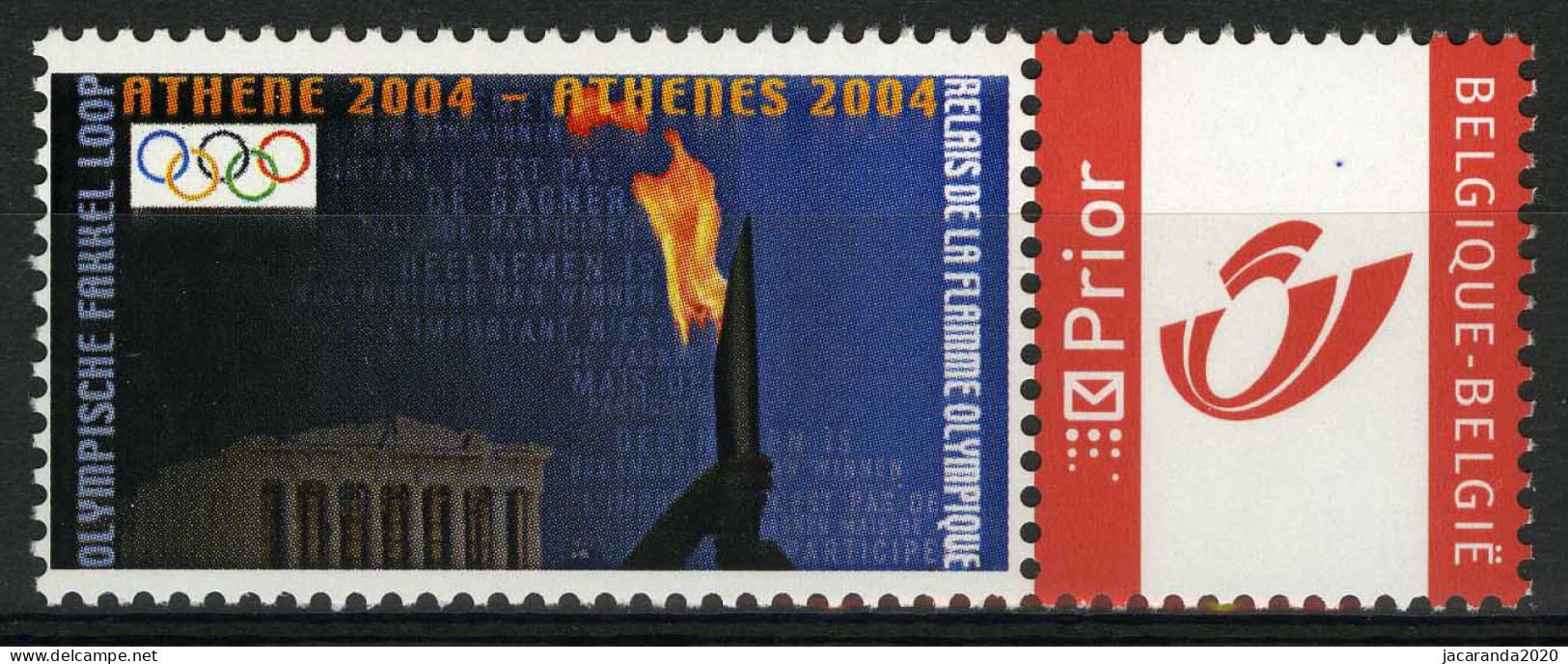 België 3274 - Duostamp - Sport - Athene 2004 - Olympische Fakkel Loop - Ungebraucht