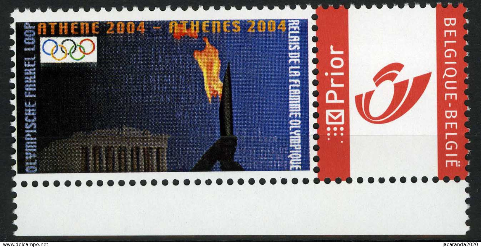 België 3274 - Duostamp - Sport - Athene 2004 - Olympische Fakkel Loop - Neufs