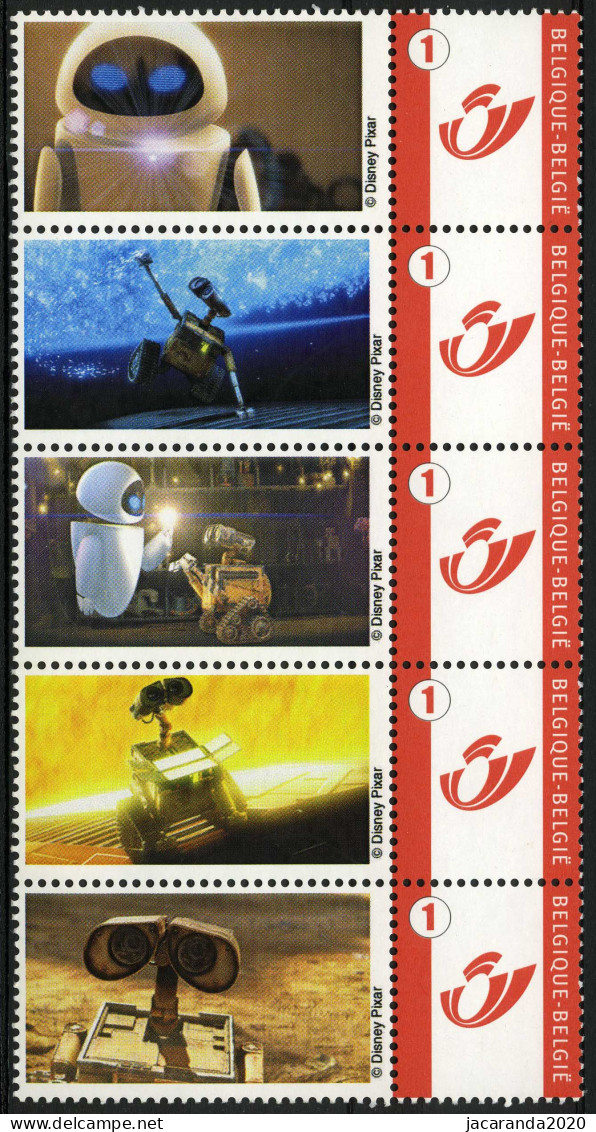 België 3700 - Duostamp - Wall-E - Disney Pixar - Strook Van 5 - Ungebraucht