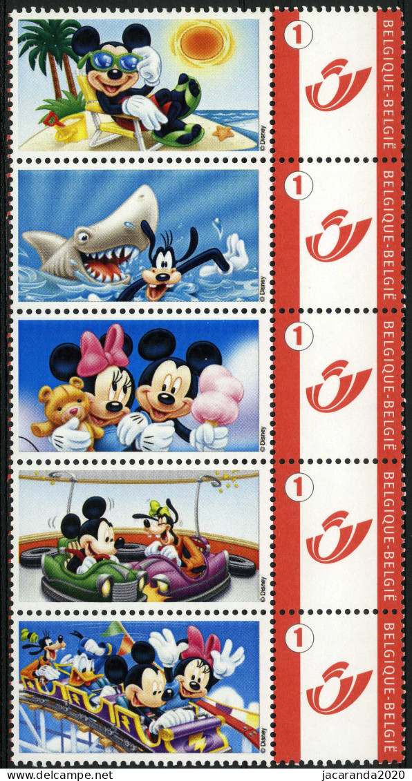België 3700 - Duostamp - Mickey & Friends Fun - Disney - Strook Van 5 - Nuovi
